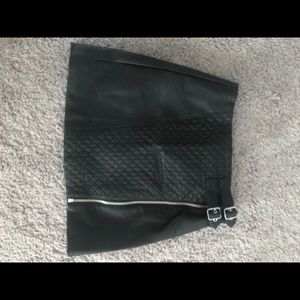Black leather mini skirt